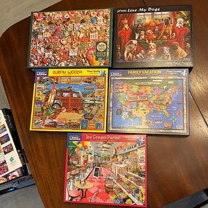 Five (5) 1000 pc Jigsaw Puzzles